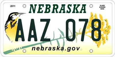 NE license plate AAZ078