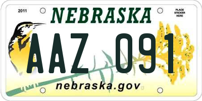 NE license plate AAZ091