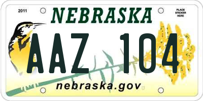 NE license plate AAZ104