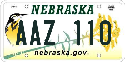 NE license plate AAZ110