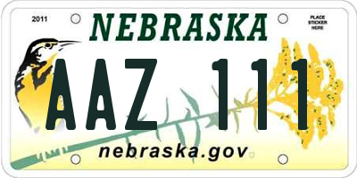 NE license plate AAZ111