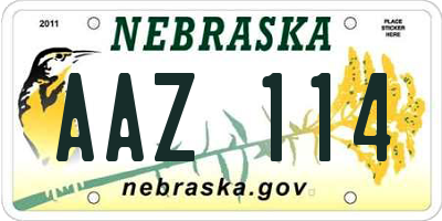 NE license plate AAZ114