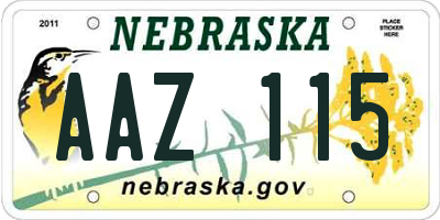 NE license plate AAZ115