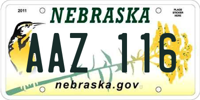 NE license plate AAZ116