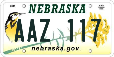 NE license plate AAZ117