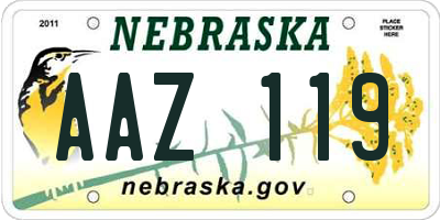 NE license plate AAZ119
