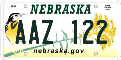 NE license plate AAZ122