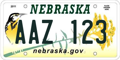 NE license plate AAZ123