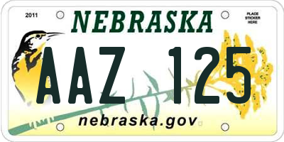 NE license plate AAZ125