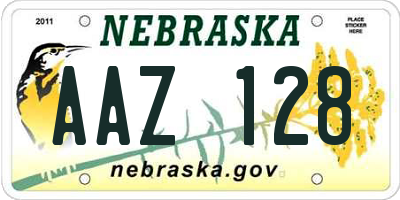 NE license plate AAZ128