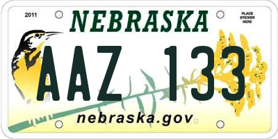 NE license plate AAZ133