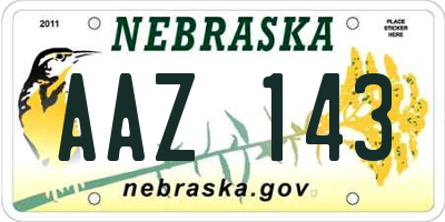 NE license plate AAZ143
