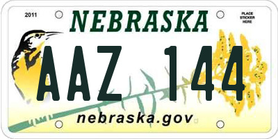 NE license plate AAZ144