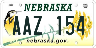 NE license plate AAZ154