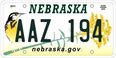 NE license plate AAZ194