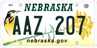 NE license plate AAZ207