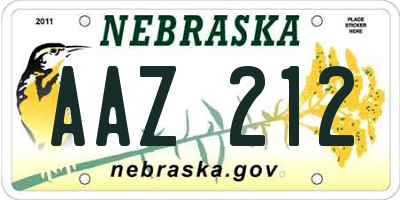 NE license plate AAZ212