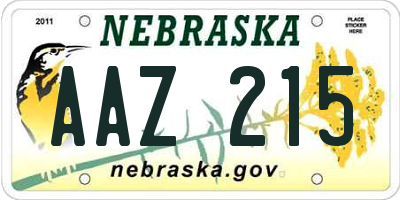 NE license plate AAZ215