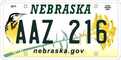 NE license plate AAZ216