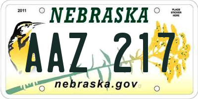 NE license plate AAZ217