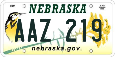NE license plate AAZ219