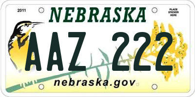 NE license plate AAZ222