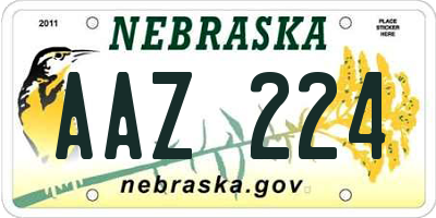 NE license plate AAZ224