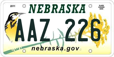 NE license plate AAZ226