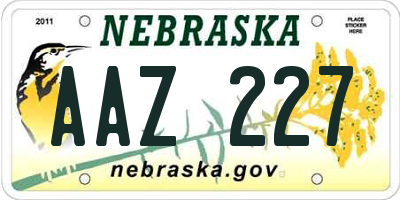 NE license plate AAZ227