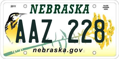 NE license plate AAZ228
