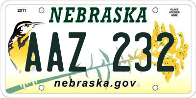 NE license plate AAZ232