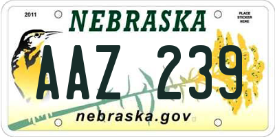NE license plate AAZ239