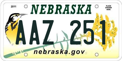 NE license plate AAZ251