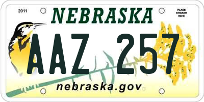 NE license plate AAZ257