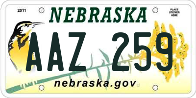 NE license plate AAZ259