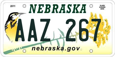 NE license plate AAZ267