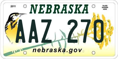 NE license plate AAZ270