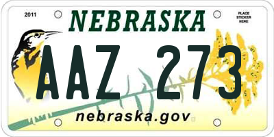 NE license plate AAZ273