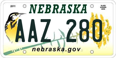 NE license plate AAZ280
