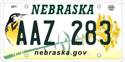 NE license plate AAZ283