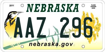 NE license plate AAZ296
