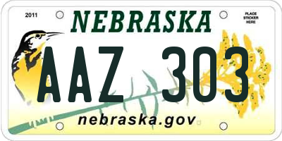 NE license plate AAZ303