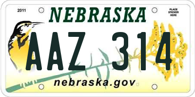 NE license plate AAZ314