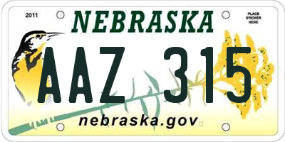 NE license plate AAZ315