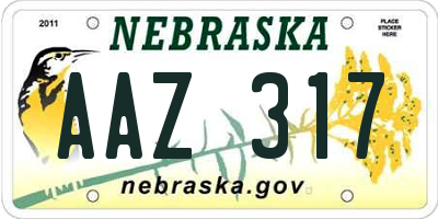 NE license plate AAZ317