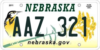 NE license plate AAZ321