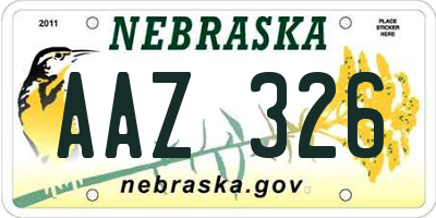 NE license plate AAZ326