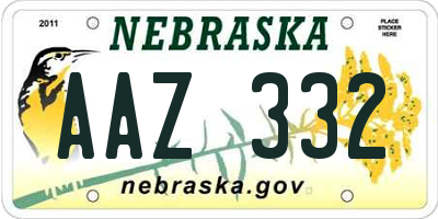 NE license plate AAZ332