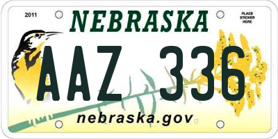 NE license plate AAZ336