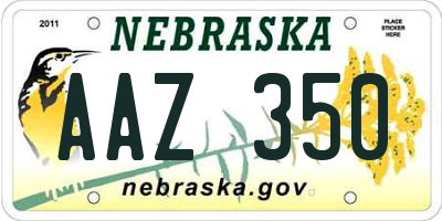 NE license plate AAZ350